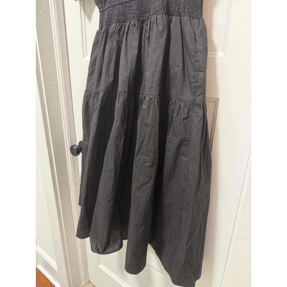 VICI Black Cotton Smocked Waist Crochet Trim Tiered Midi Dress XL RN131468 - Picture 9 of 11
